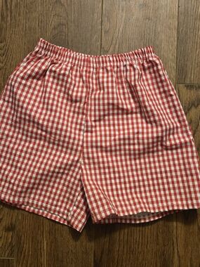 Red & White Gingham Elastic Waist Shorts